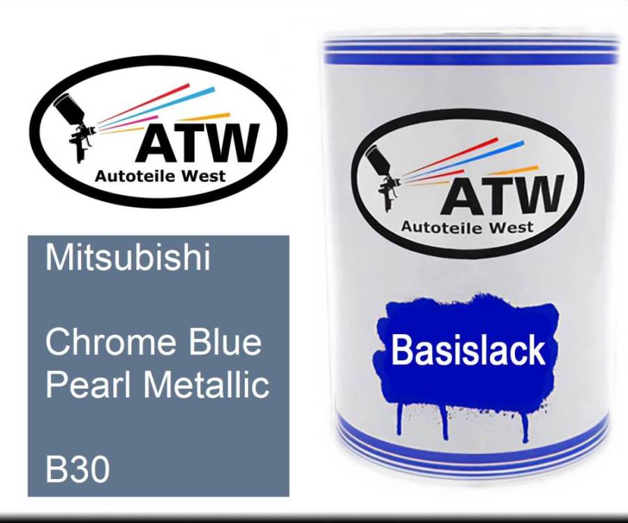 Mitsubishi, Chrome Blue Pearl Metallic, B30: 500ml Lackdose, von ATW Autoteile West.